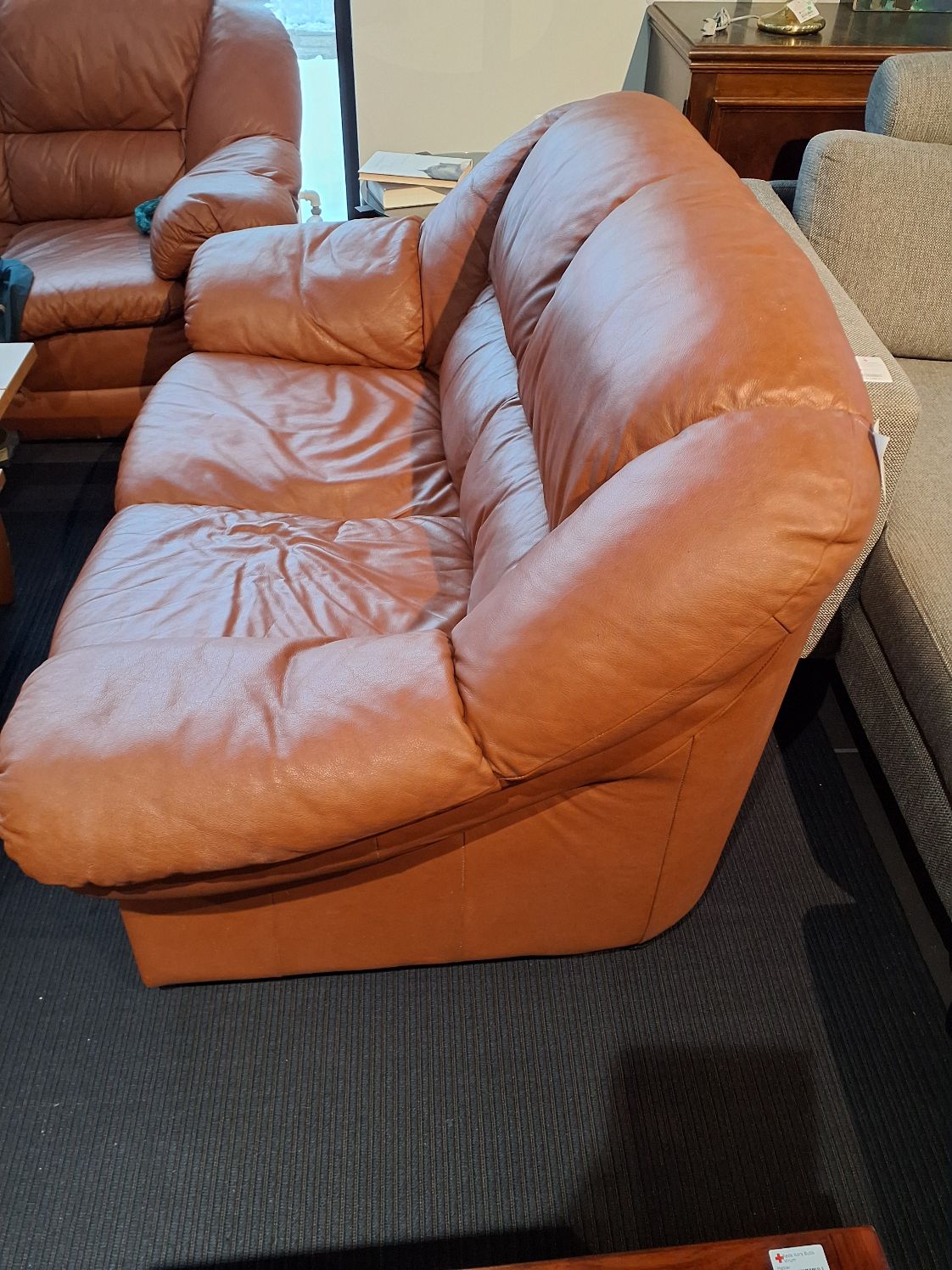 Lædersofa 2pers brun